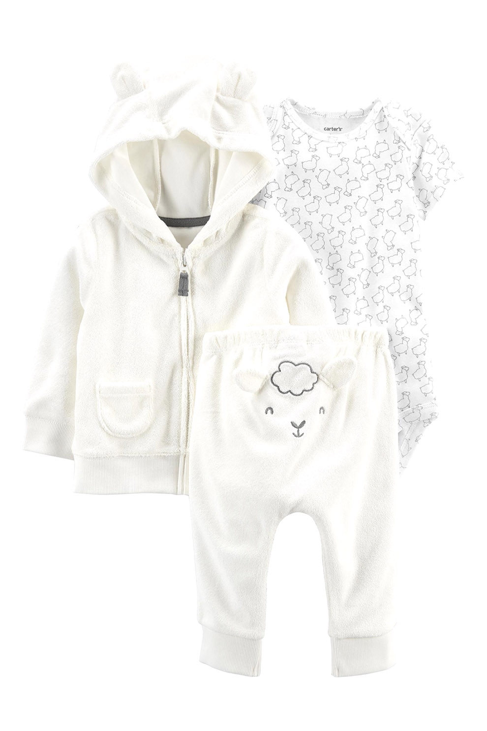 Carter's, Set de imbracaminte cu aspect pufos, Alb prafuit