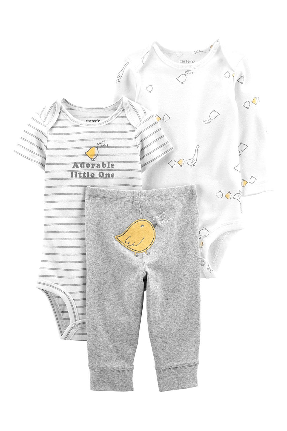 Carter's, Set de imbracaminte - 3 piese, alb, gri melange, galben