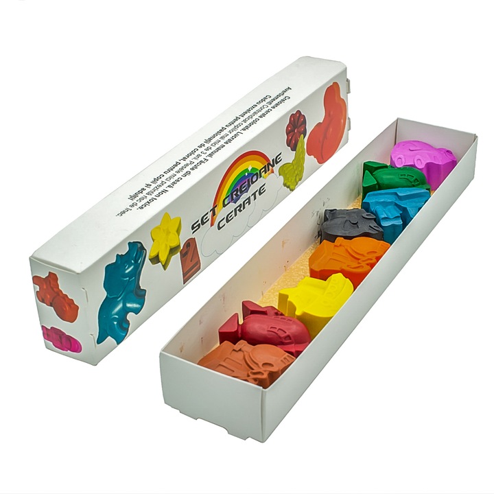 Set 8 Creioane cerate VEHICULE, in forme diverse, multicolor, de la 3 ani, gradinita, scoala