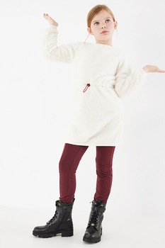 Mexx, Rochie pufoasa cu snur in talie, Alb/Rosu inchis Mexx, Rochie pufoasa cu snur in talie, Alb/Rosu inchis