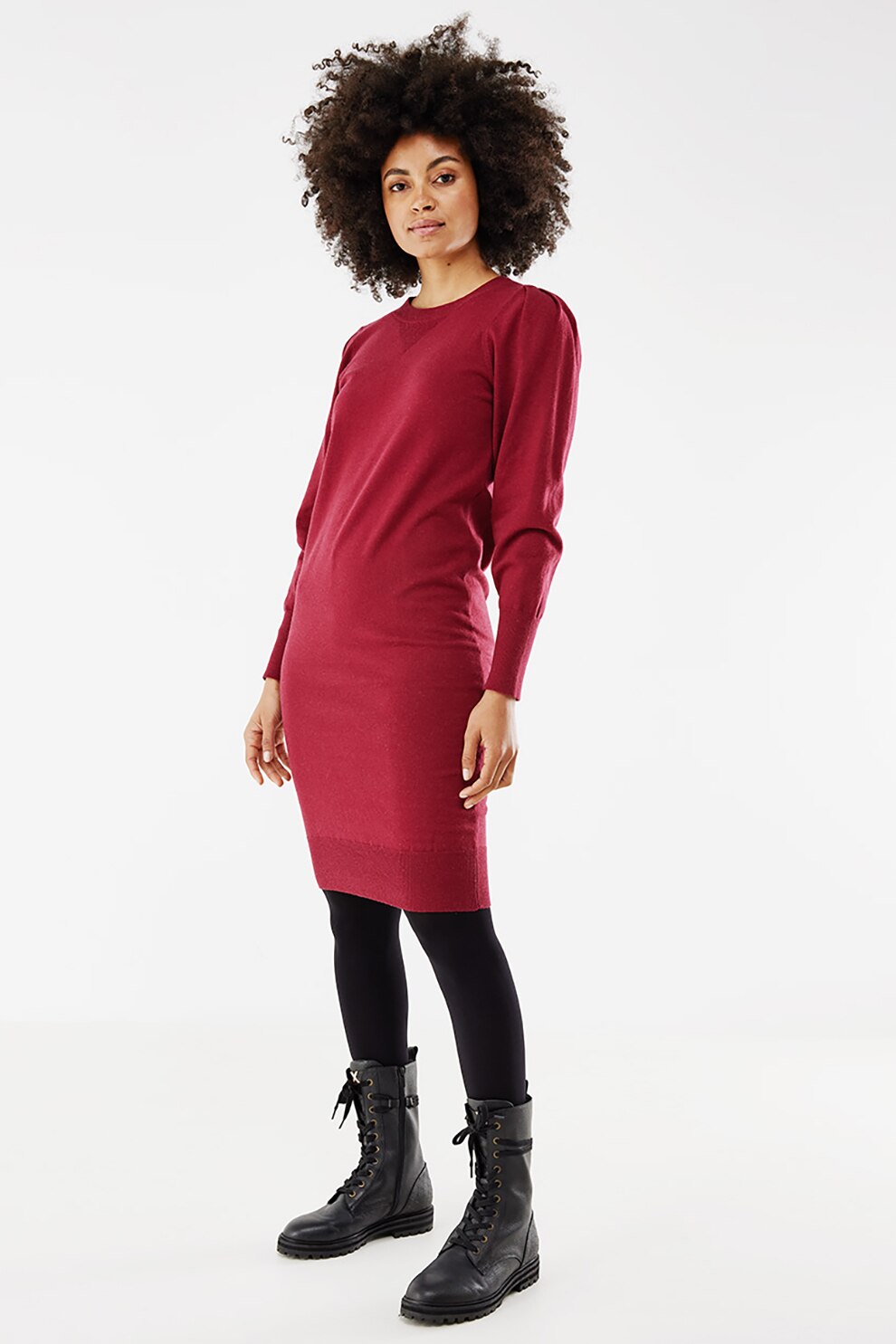 Mexx, Rochie tip pulover cu detalii cu fronseuri, Violet pruna