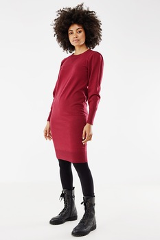Mexx, Rochie tip pulover cu detalii cu fronseuri, Violet pruna Mexx, Rochie tip pulover cu detalii cu fronseuri, Violet pruna