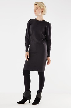 Mexx, Rochie tip pulover cu detalii cu fronseuri, Negru Mexx, Rochie tip pulover cu detalii cu fronseuri, Negru
