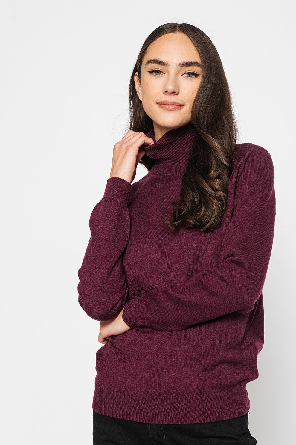 Mexx, Pulover tricotat fin cu maneci raglan, Violet tyrian