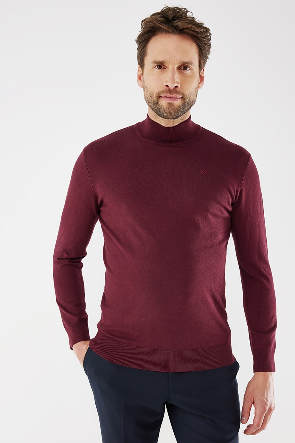 Mexx, Pulover slim fit tricotat fin, Violet pruna