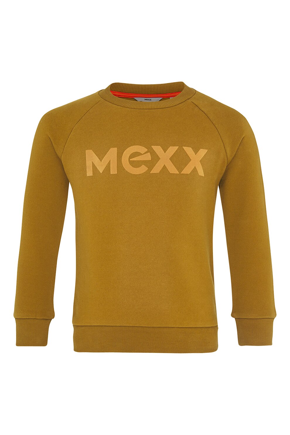 Mexx, Bluza sport cu decolteu la baza gatului cu logo si maneci raglan, Galben mustar