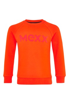 Mexx, Bluza sport cu decolteu la baza gatului cu logo si maneci raglan, Oranj mandarina