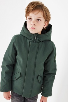 Mexx, Geaca cu gluga si buzunare cu capse, Verde Mexx, Geaca cu gluga si buzunare cu capse, Verde