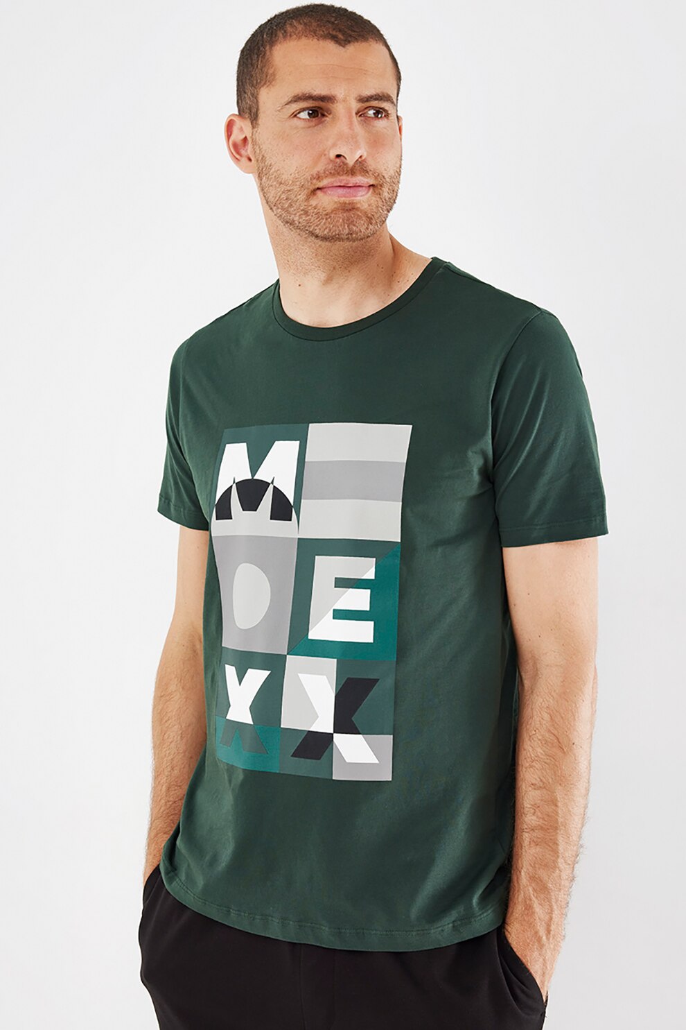 Mexx, Tricou cu logo, Verde/Alb
