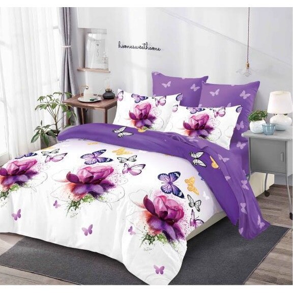 Set 6 piese Lenjerie Relax Shop, Six Elastic Fluturi mov, 2 persoane