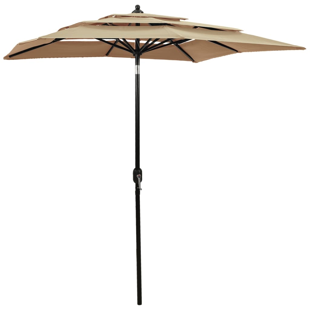 Umbrela de soare 3 niveluri, vidaXL, Poliester, aluminiu vopsit electrostatic, 2 x 2 x 2,4 m, Gri taupe