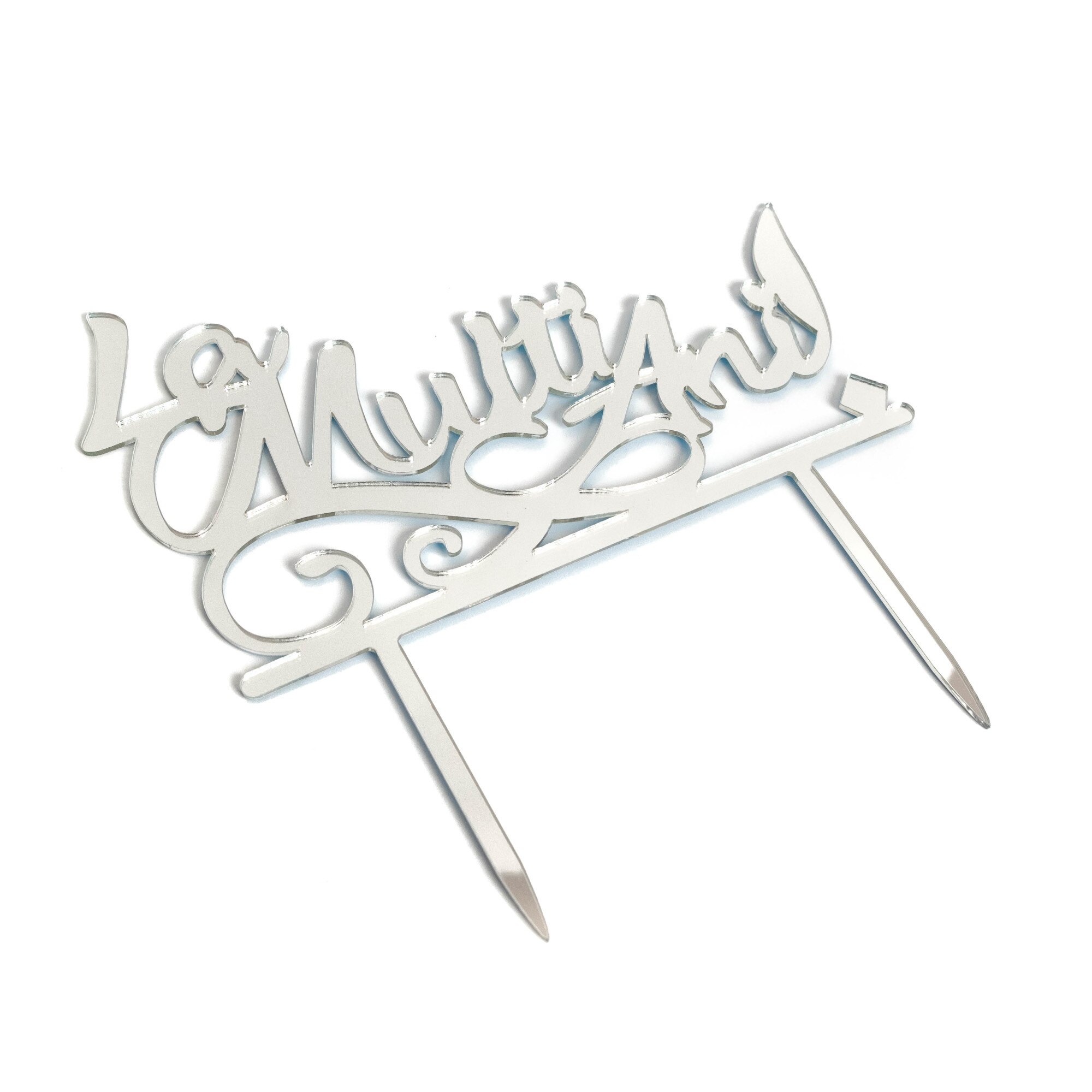 Topper tort La Multi Ani , argintiu ,10x16 cm