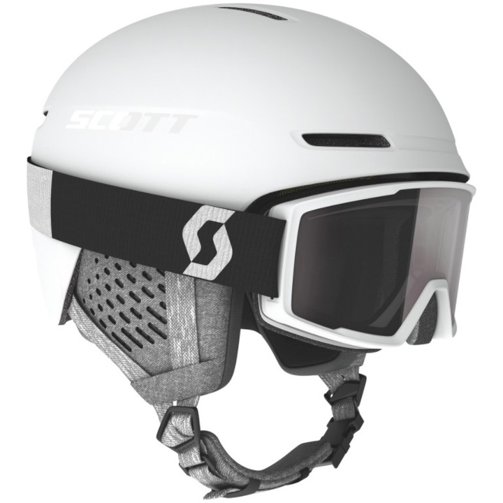Set casca ski si ochelari Scott Track+ Factor Pro, marime S(51-55cm), alb