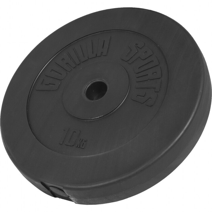 Disc din plastic umplut cu ciment, Gorilla Sports, 10 kg, 30/31mm, negru