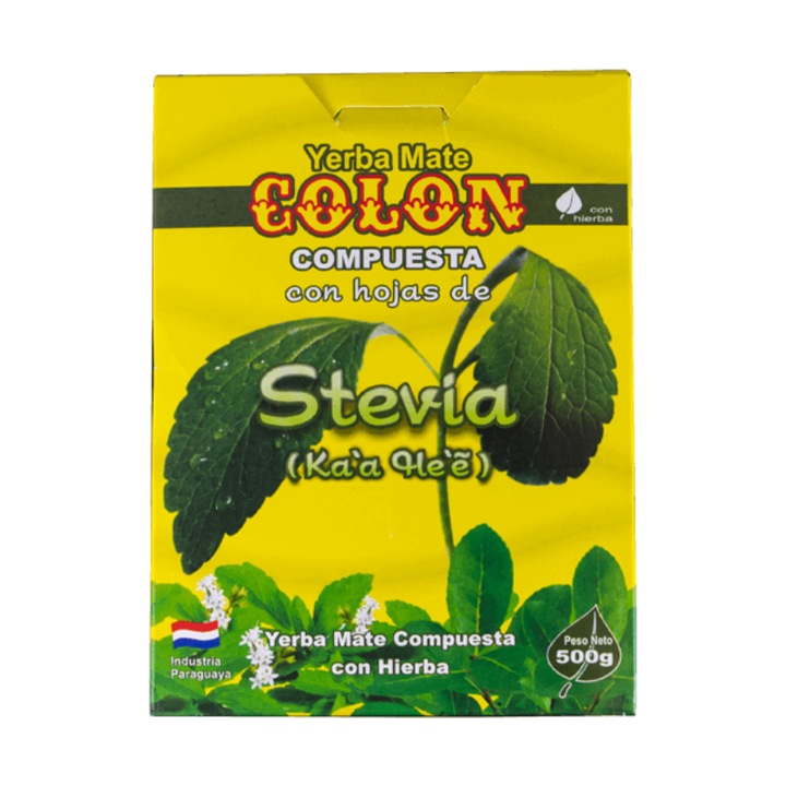 Yerba Mate Tea, Colon, Compuesta con Stevia, Gyógynövényes, 0.5 kg