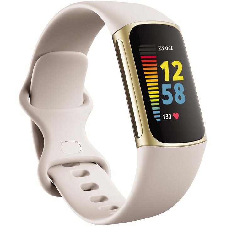Фитнес гривна Fitbit Charge 5, Stainless Steel, Lunar White/Soft Gold