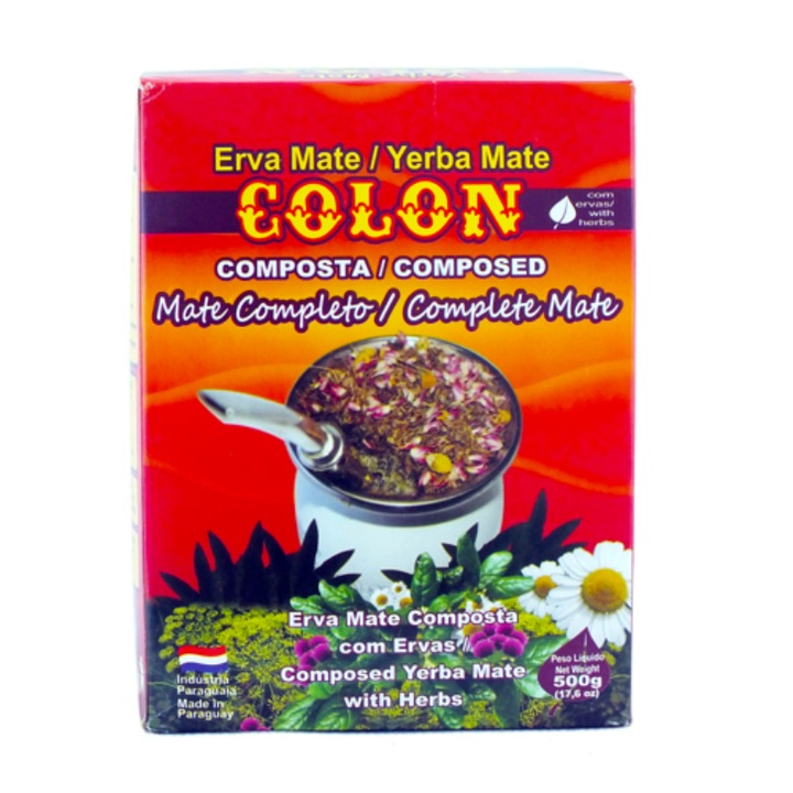 Yerba Mate Tea, Colon, Compuesta Mate Completo, Gyógynövényes, 0.5 kg