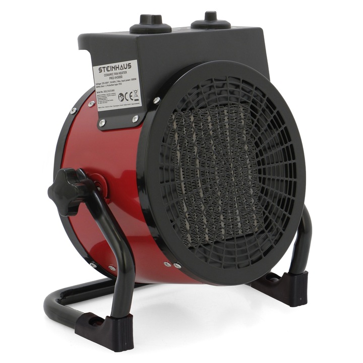 Aeroterma electrica Steinhaus PRO-IH3000, 3000 W, 186 m³/h debit aer, 220 V, 3 trepte, termostat reglabil