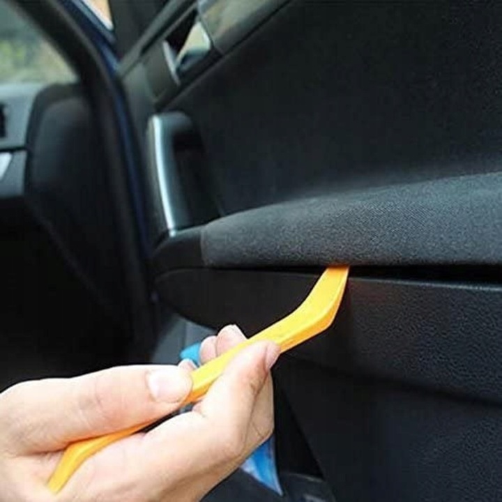 Set 4 x leviere/spatule din plastic pentru cleme auto si uz general, diferite marimi, culoare portocaliu