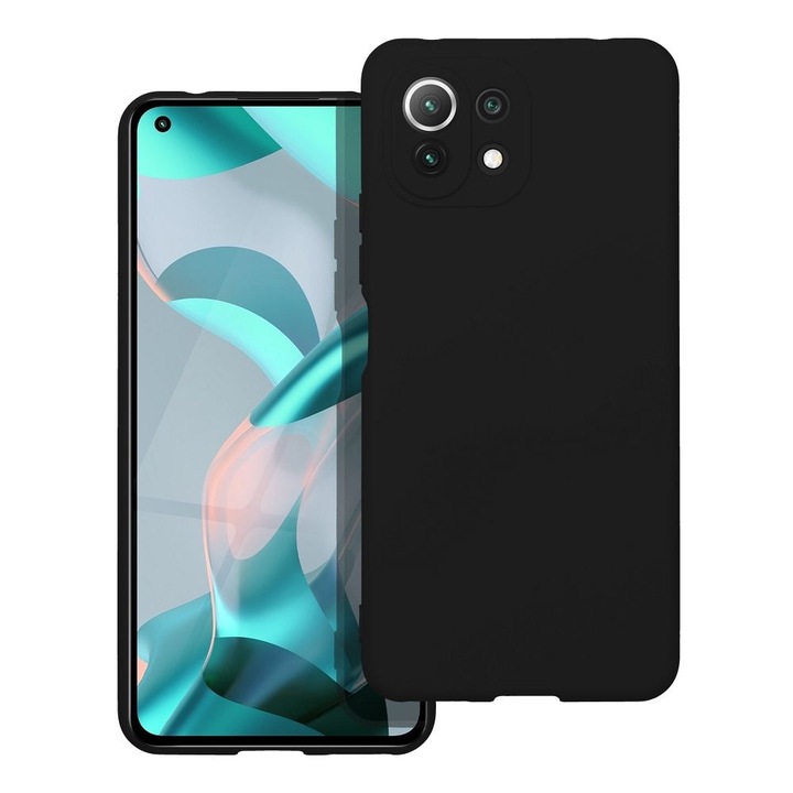 Xiaomi Mi 11 Lite 4G / 5G / 11 Lite 5G NE kompatibilis szilikon hátlaptok, velúr belsővel, matt, fekete, Silicone