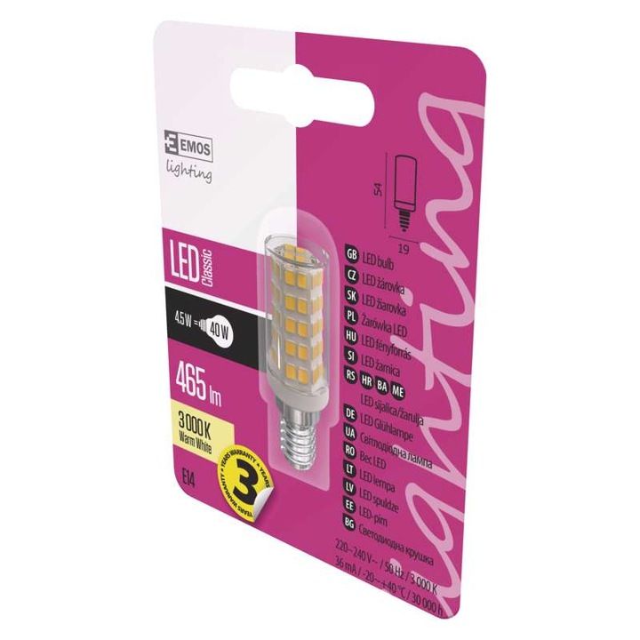 Emos LED крушка classic, JC A++, E14, 4.5W, топло бяло (ZQ9140)