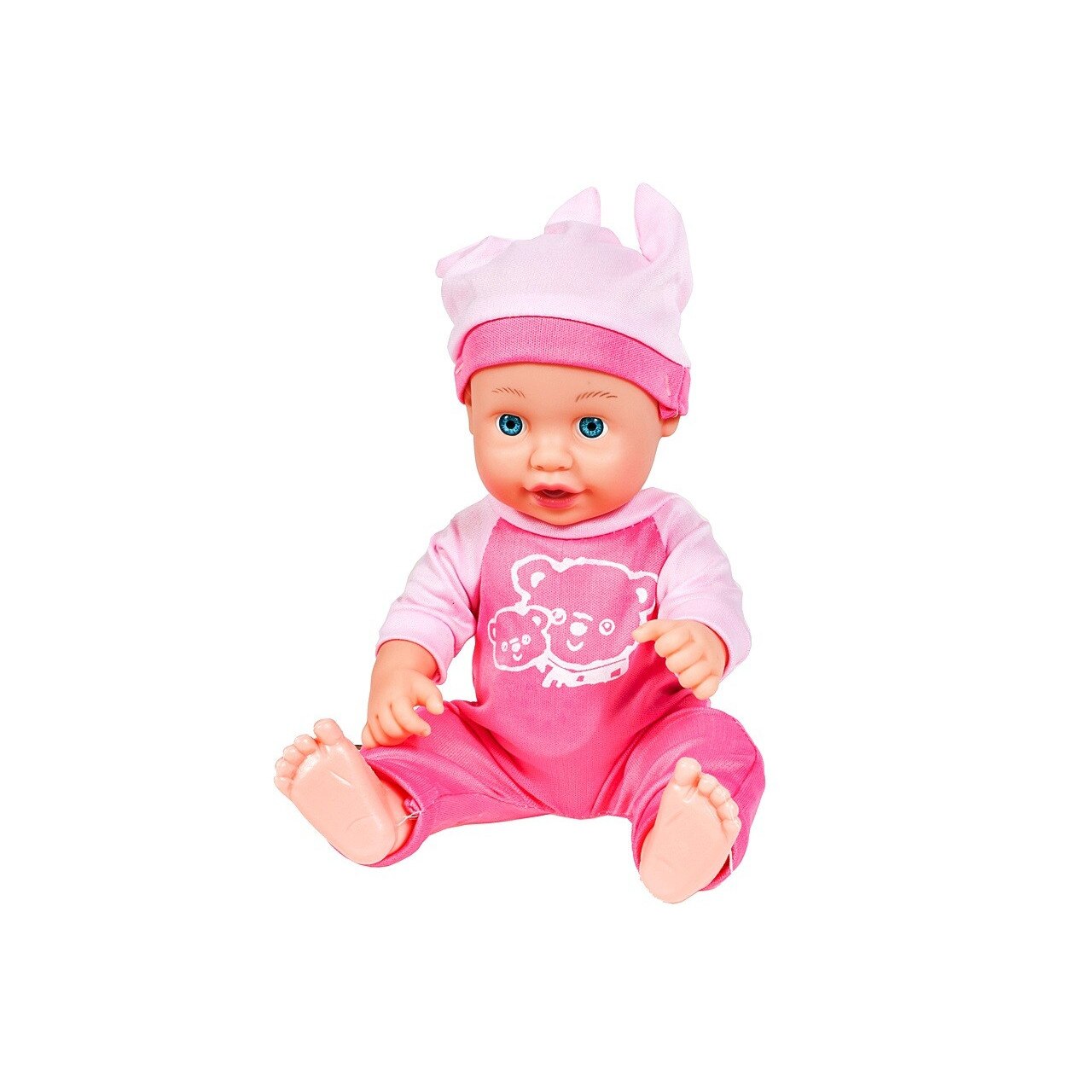 Bebelus Interactiv pentru Copii, Indiggo, cu 4 Accesorii de Hranire, Baveta si Hainute Detasabile, Bebe Plange, Stimuleaza Imaginatia, Inaltime 30 cm, Roz