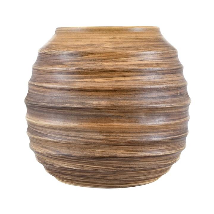 Cana Pentru Yerba Mate, Cebador, Ceramica, Maro, Honey, 350 ml, Aspect Natural, Lucrata Manual, Suprafata Cu Reliefe, Interior Glazurat, Termorezistenta