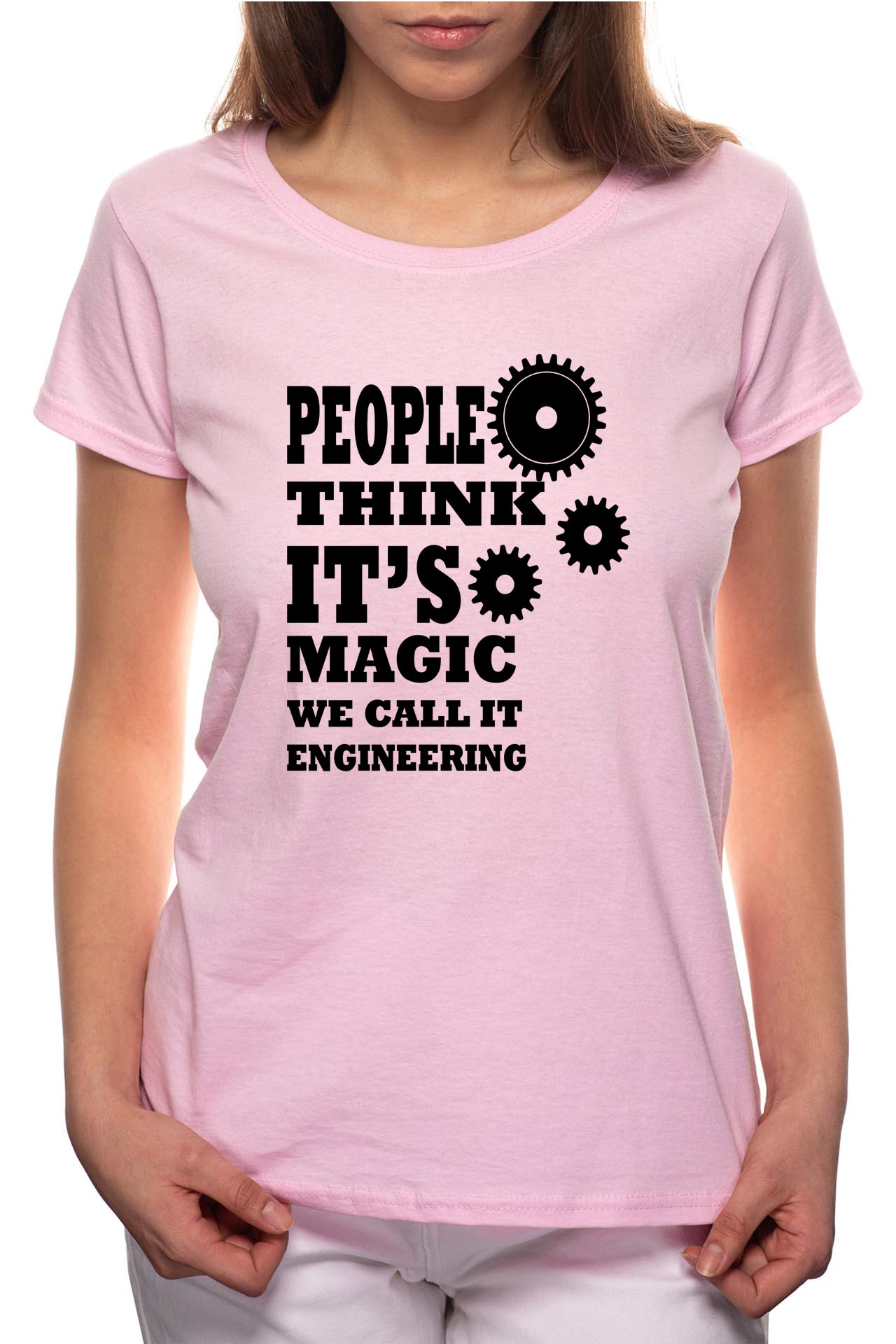 Tricou dama, Engineering, 100% Bumbac, BR131, Roz