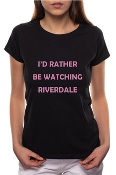 Tricou dama, Riverdale, 100% Bumbac, BR132, Negru Tricou dama, Riverdale, 100% Bumbac, BR132, Negru