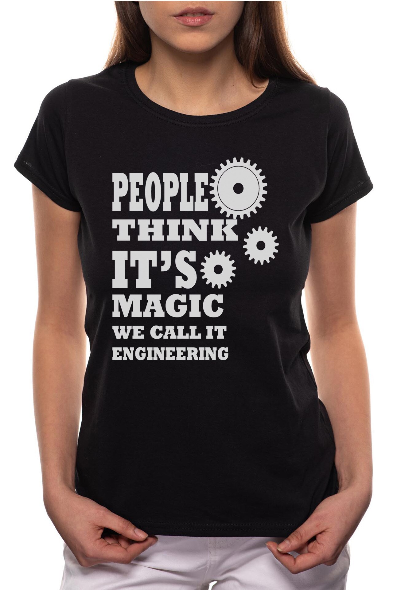 Tricou dama, Engineering, 100% Bumbac, BR131, Negru