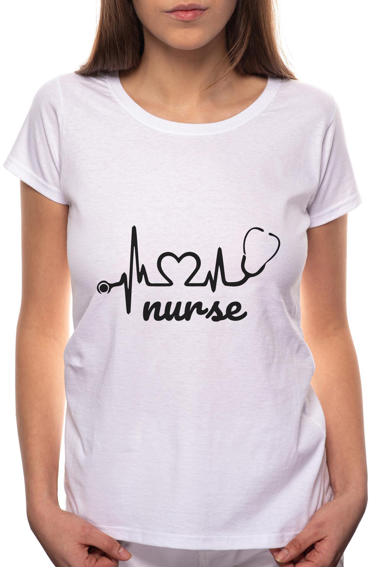 Tricou dama, Nurse, 100% Bumbac, W136, Alb
