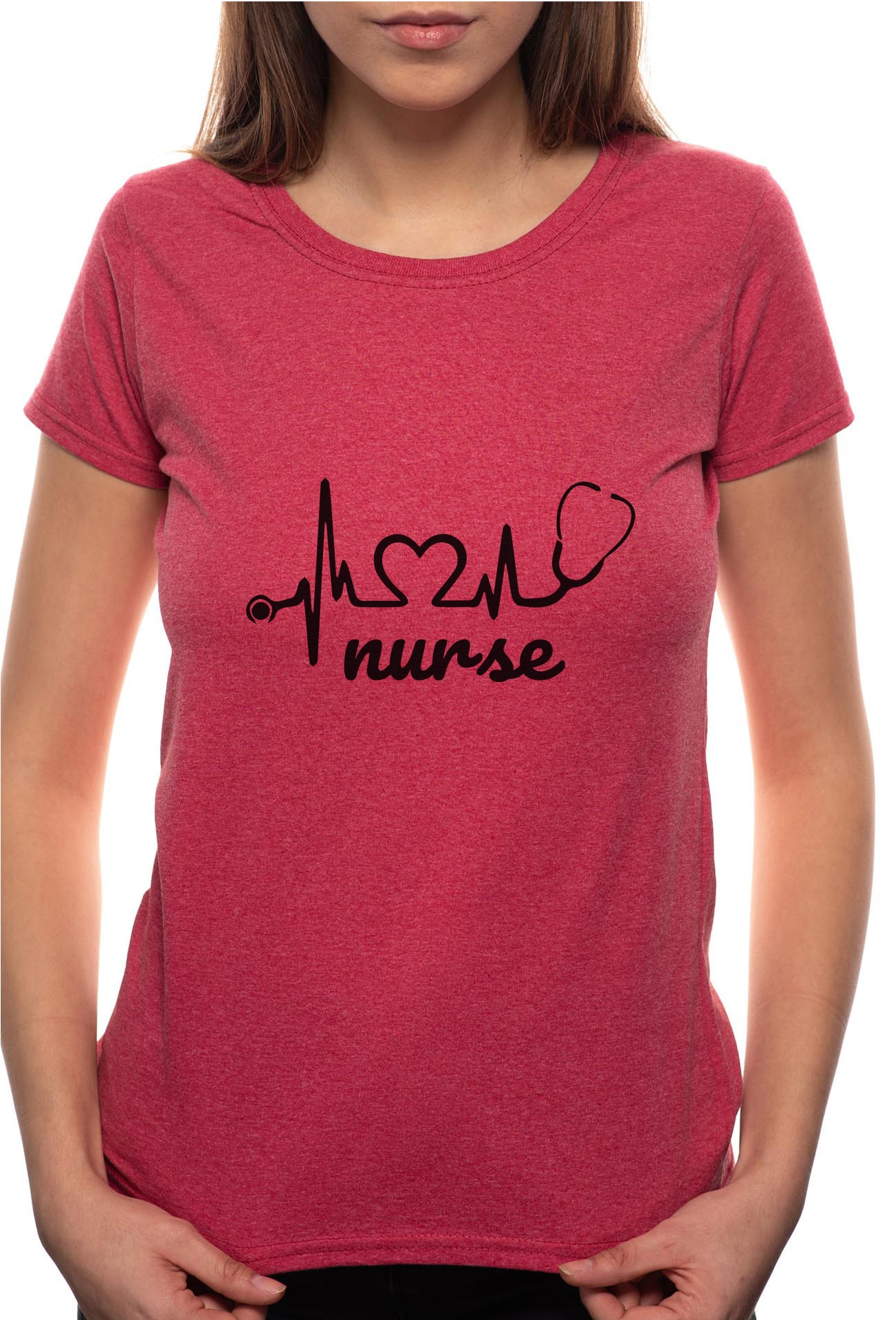 Tricou dama, Nurse, 100% Bumbac, W136, Rosu Bordeaux