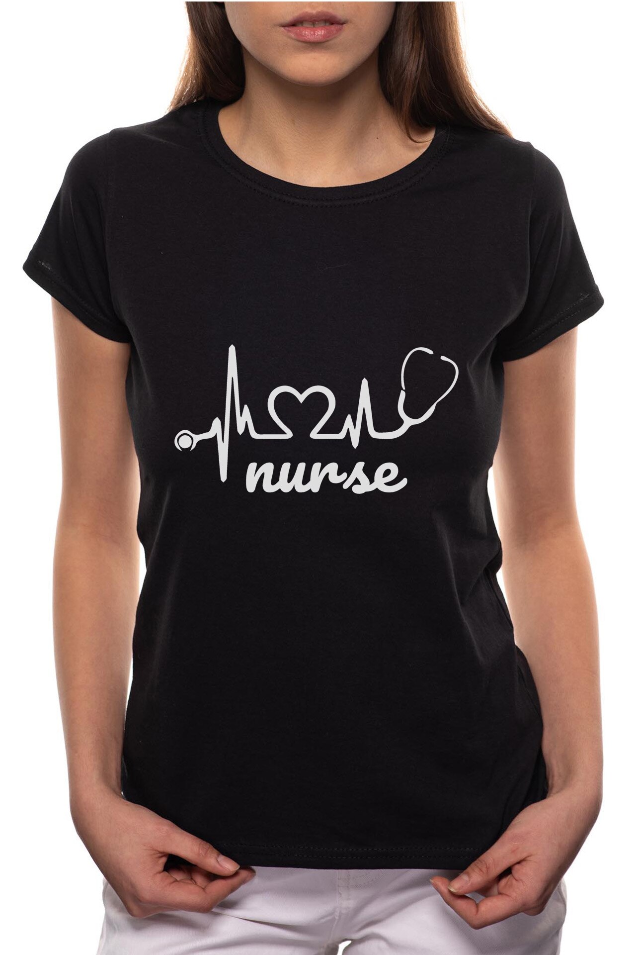 Tricou dama, Nurse, 100% Bumbac, W136, Negru