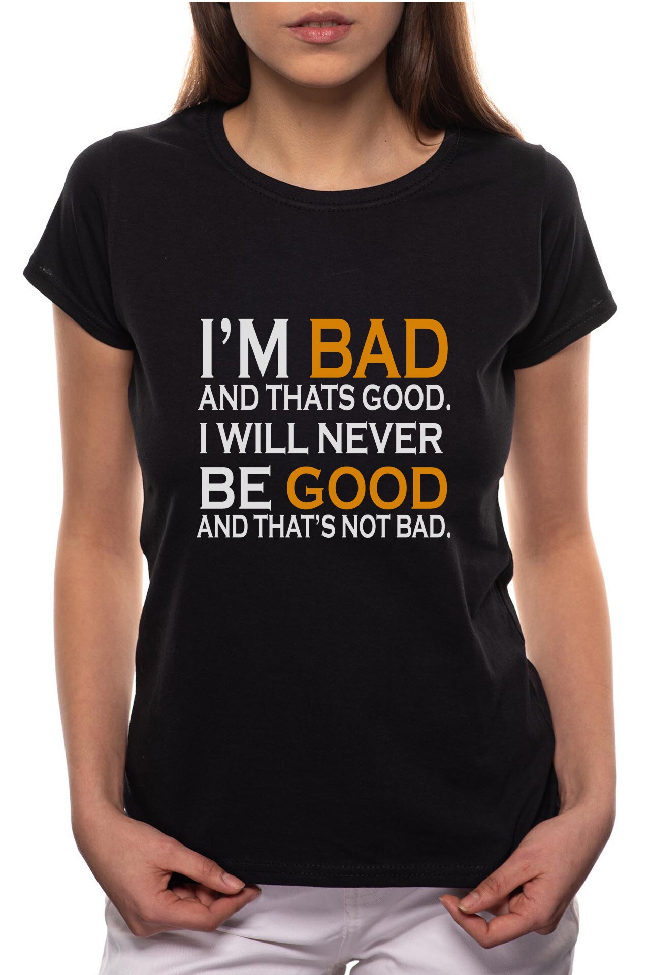 Tricou dama, I'm Bad, 100% Bumbac, W138, Negru