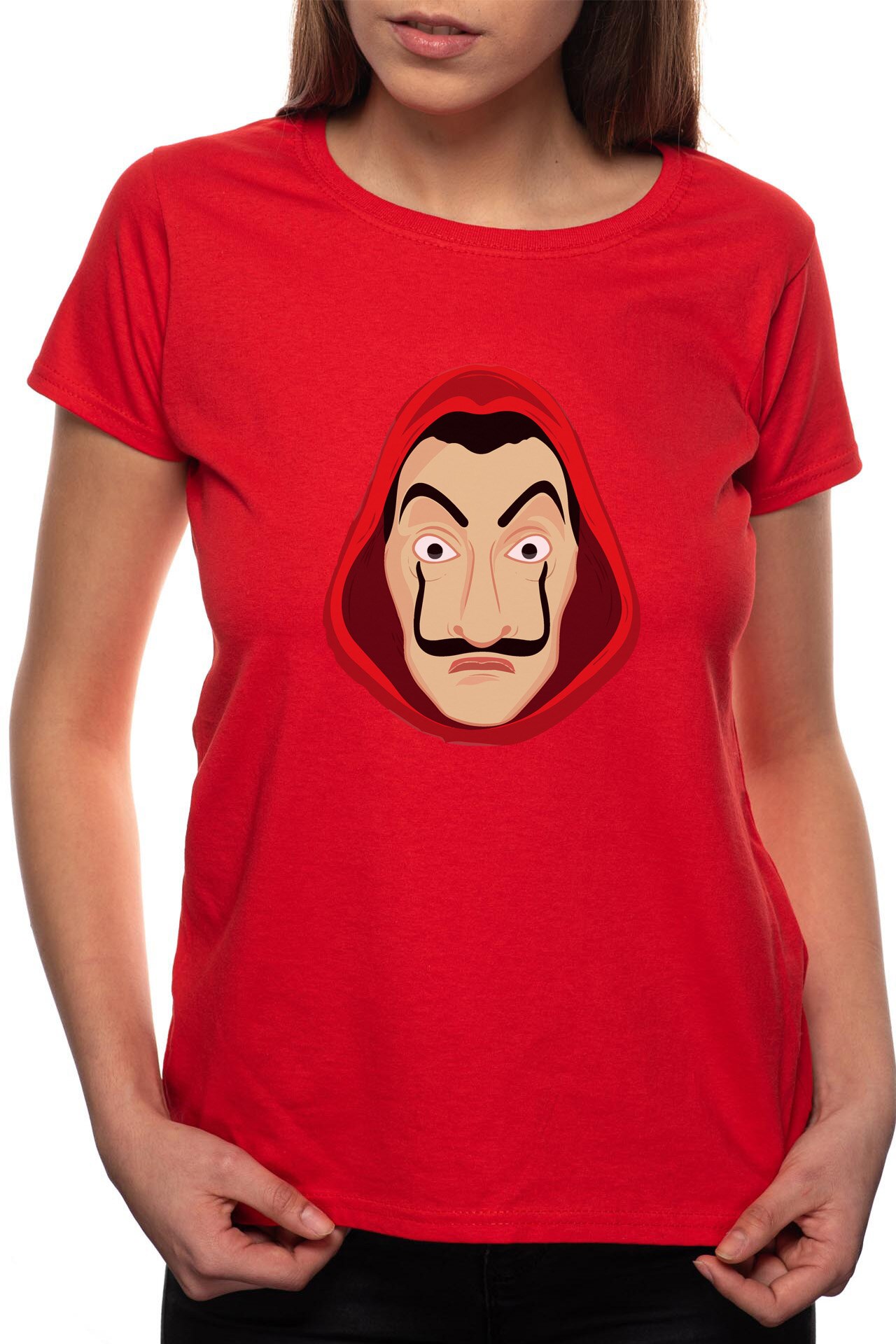 Tricou dama, La Casa De Papel, 100% Bumbac, BR140, Rosu