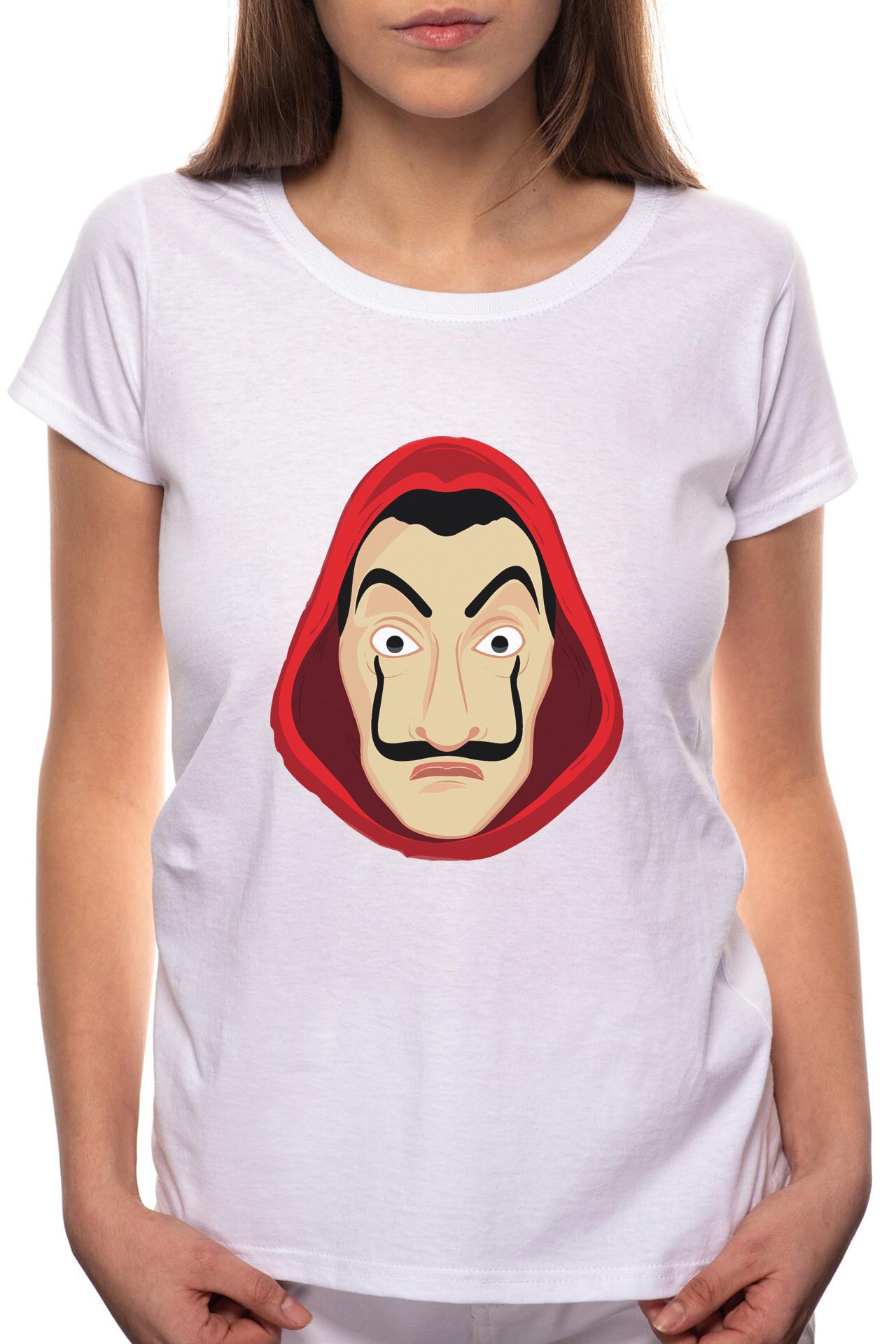 Tricou dama, La Casa De Papel, 100% Bumbac, BR140, Alb