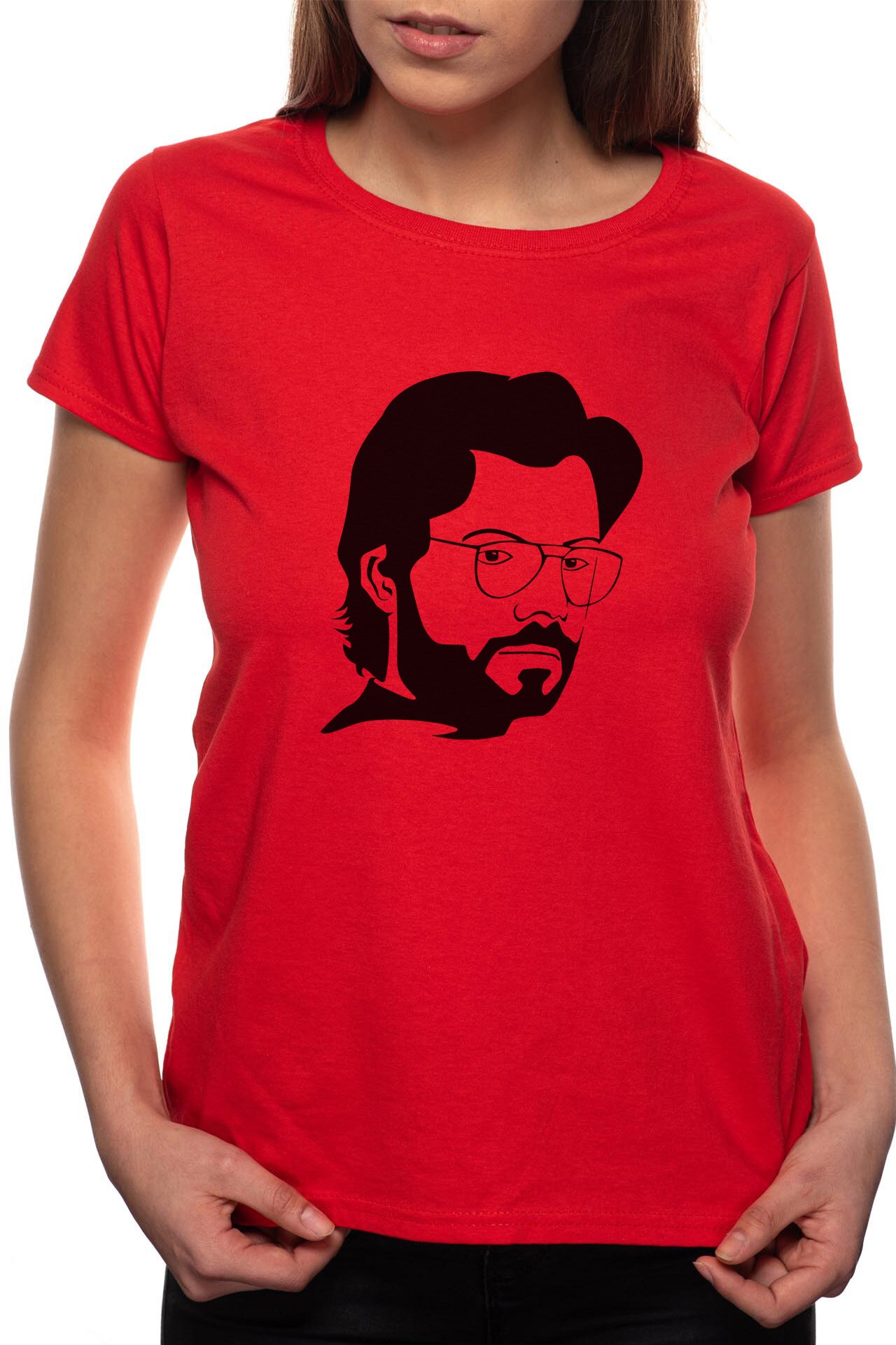 Tricou dama, La Casa De Papel - El Profesor, 100% Bumbac, BR139, Rosu