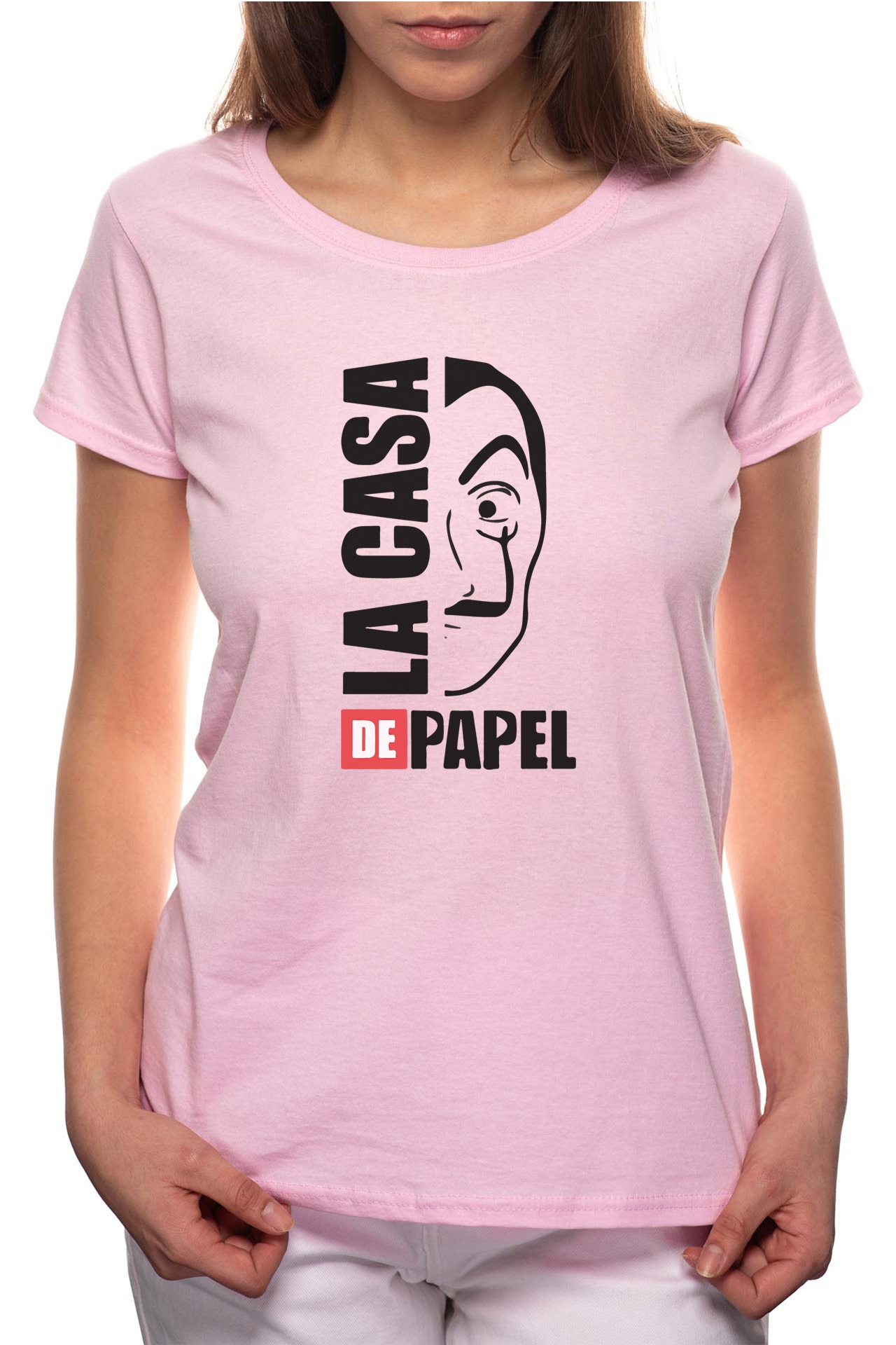 Tricou dama, La Casa De Papel, 100% Bumbac, B141, Roz