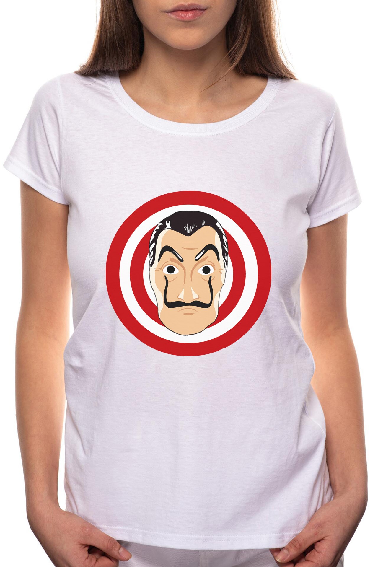 Tricou dama, La Casa De Papel, 100% Bumbac, P142, Alb