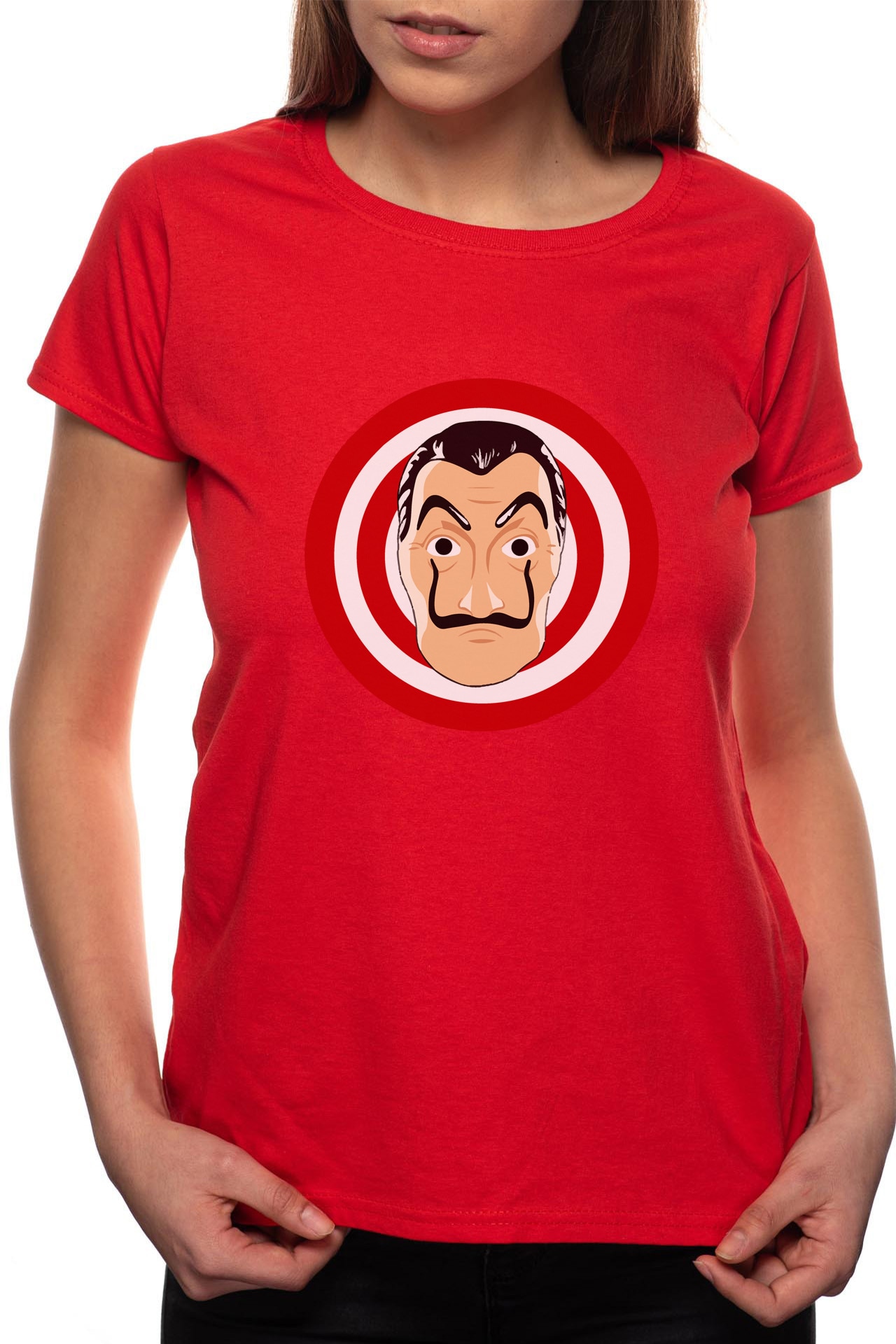 Tricou dama, La Casa De Papel, 100% Bumbac, P142, Rosu