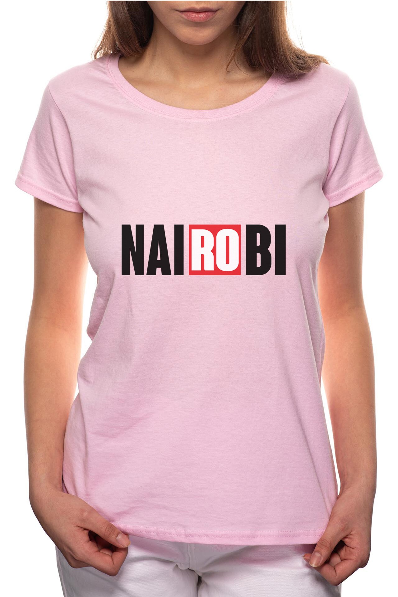 Tricou dama, La Casa De Papel - Nairobi, 100% Bumbac, P144, Roz