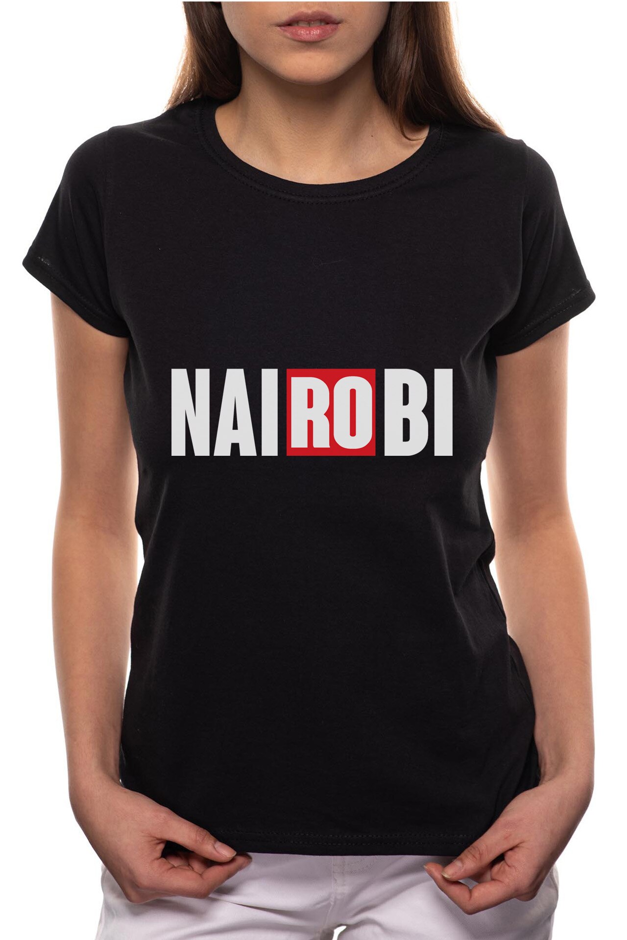 Tricou dama, La Casa De Papel - Nairobi, 100% Bumbac, P144, Negru