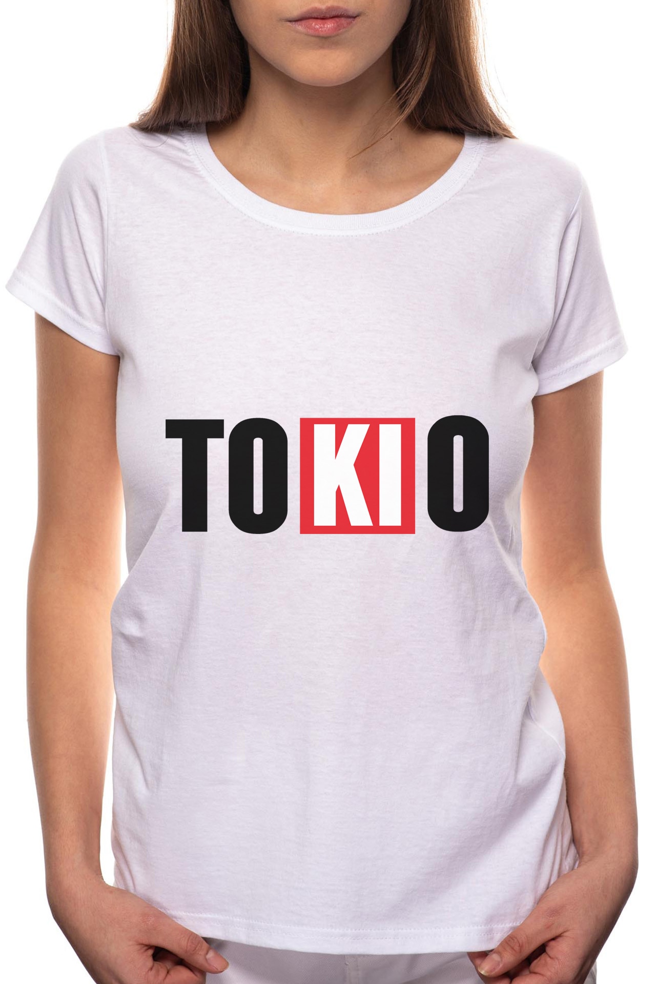 Tricou dama, La Casa De Papel - Tokio, 100% Bumbac, BR145, Alb