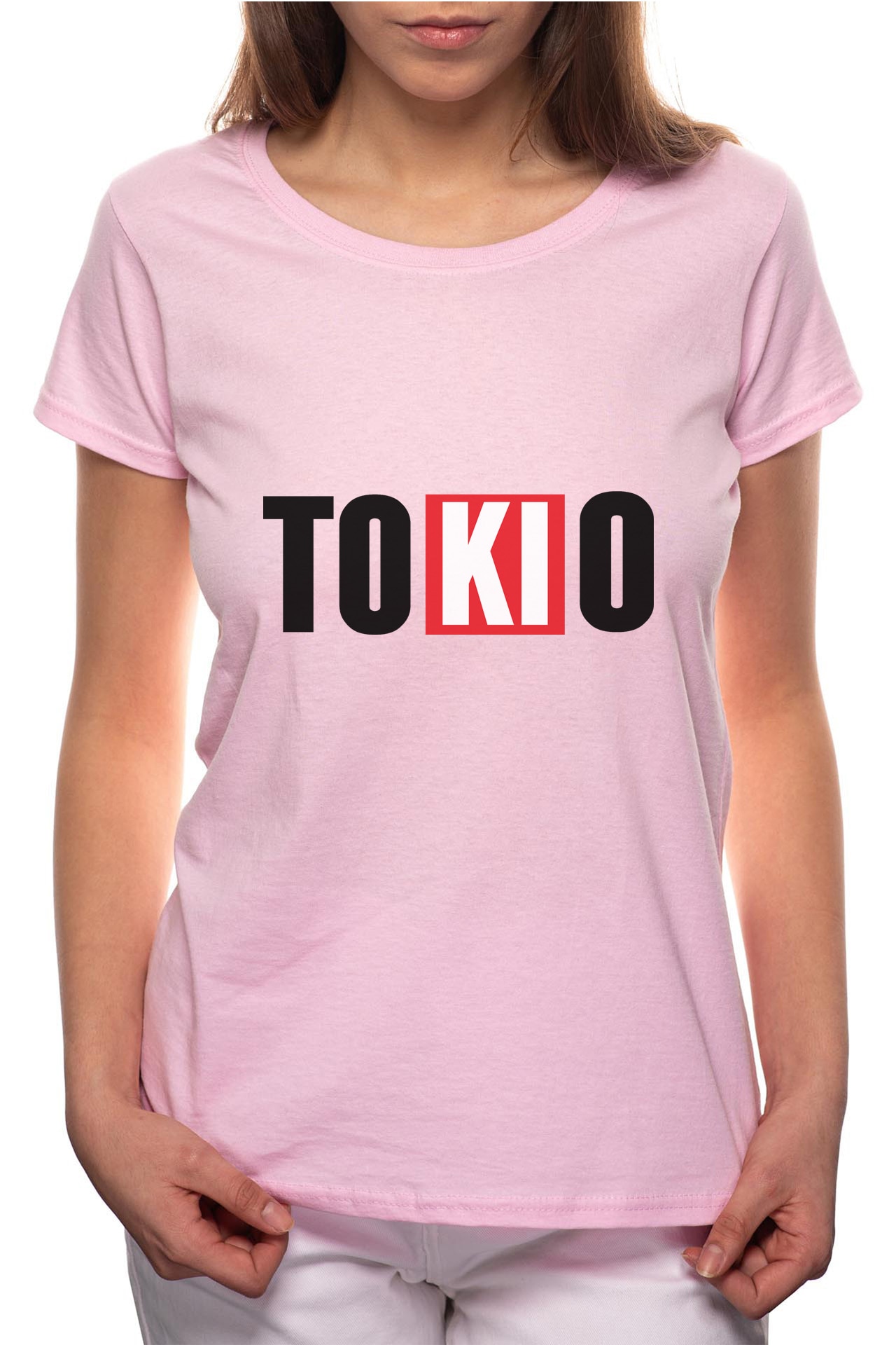 Tricou dama, La Casa De Papel - Tokio, 100% Bumbac, BR145, Roz