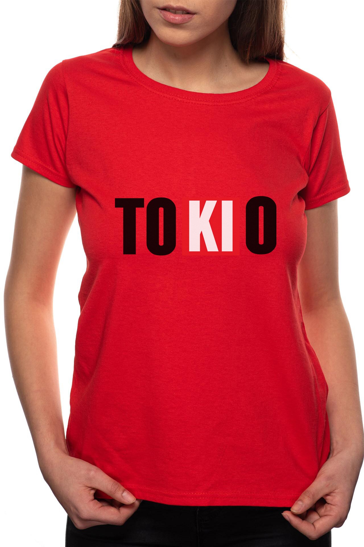 Tricou dama, La Casa De Papel - Tokio, 100% Bumbac, BR145, Rosu