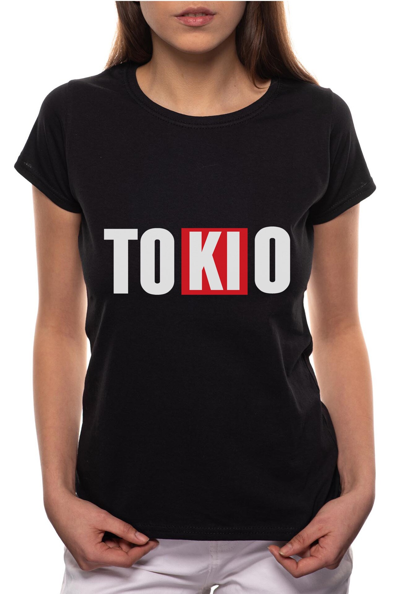 Tricou dama, La Casa De Papel - Tokio, 100% Bumbac, BR145, Negru