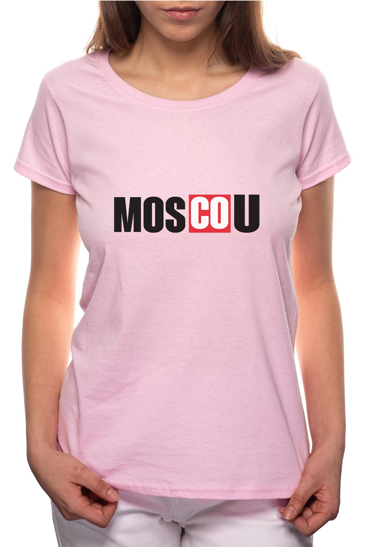 Tricou dama, La Casa De Papel - Moscow, 100% Bumbac, BR148, Roz