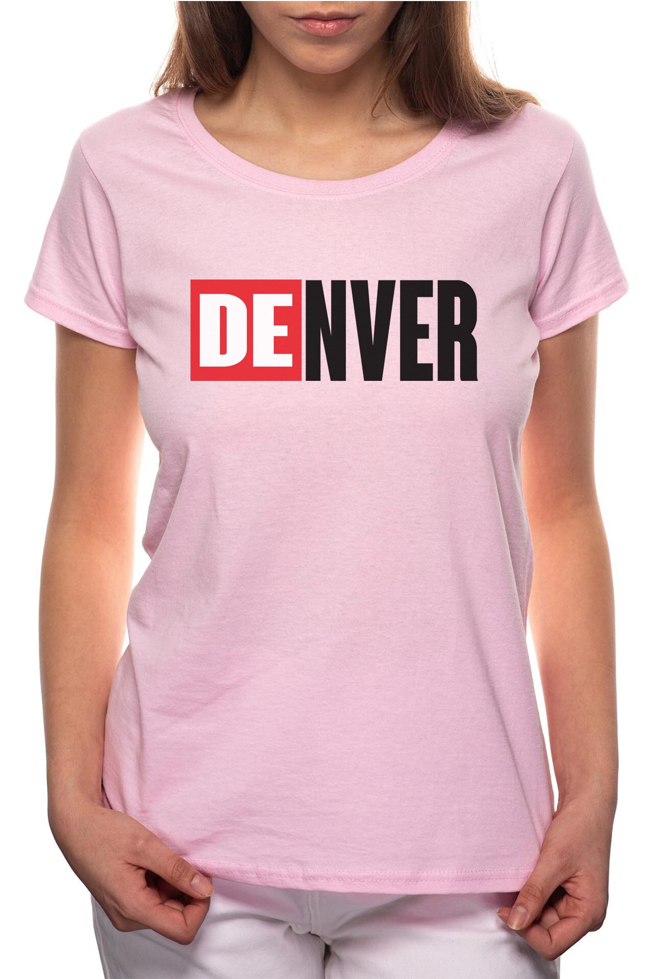 Tricou dama, La Casa De Papel - Denver, 100% Bumbac, P149, Roz