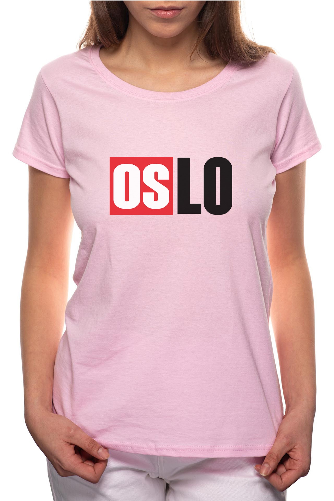 Tricou dama, La Casa De Papel - Oslo, 100% Bumbac, R151, Roz