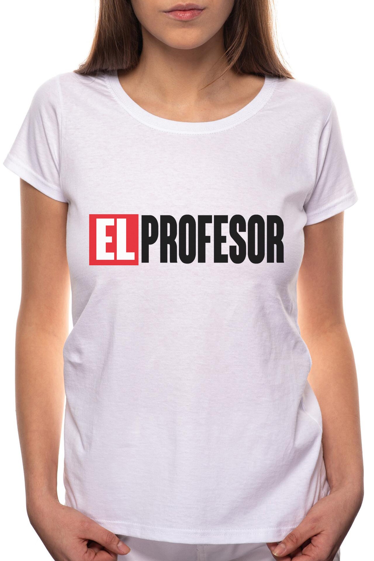 Tricou dama, La Casa De Papel - El Profesor, 100% Bumbac, B152, Alb
